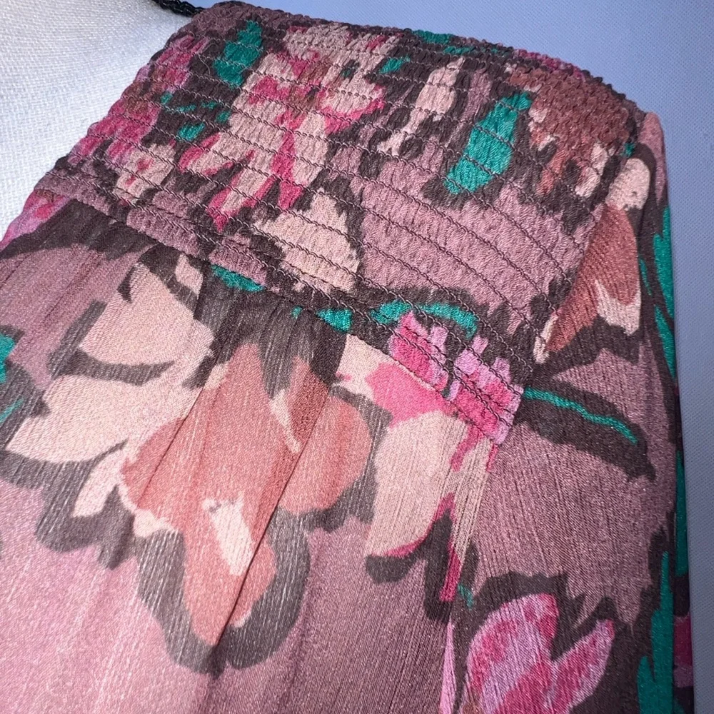 Free People Flume Printed Asymmetrical Floral Sheer Wrap‎  Tunic Medium
